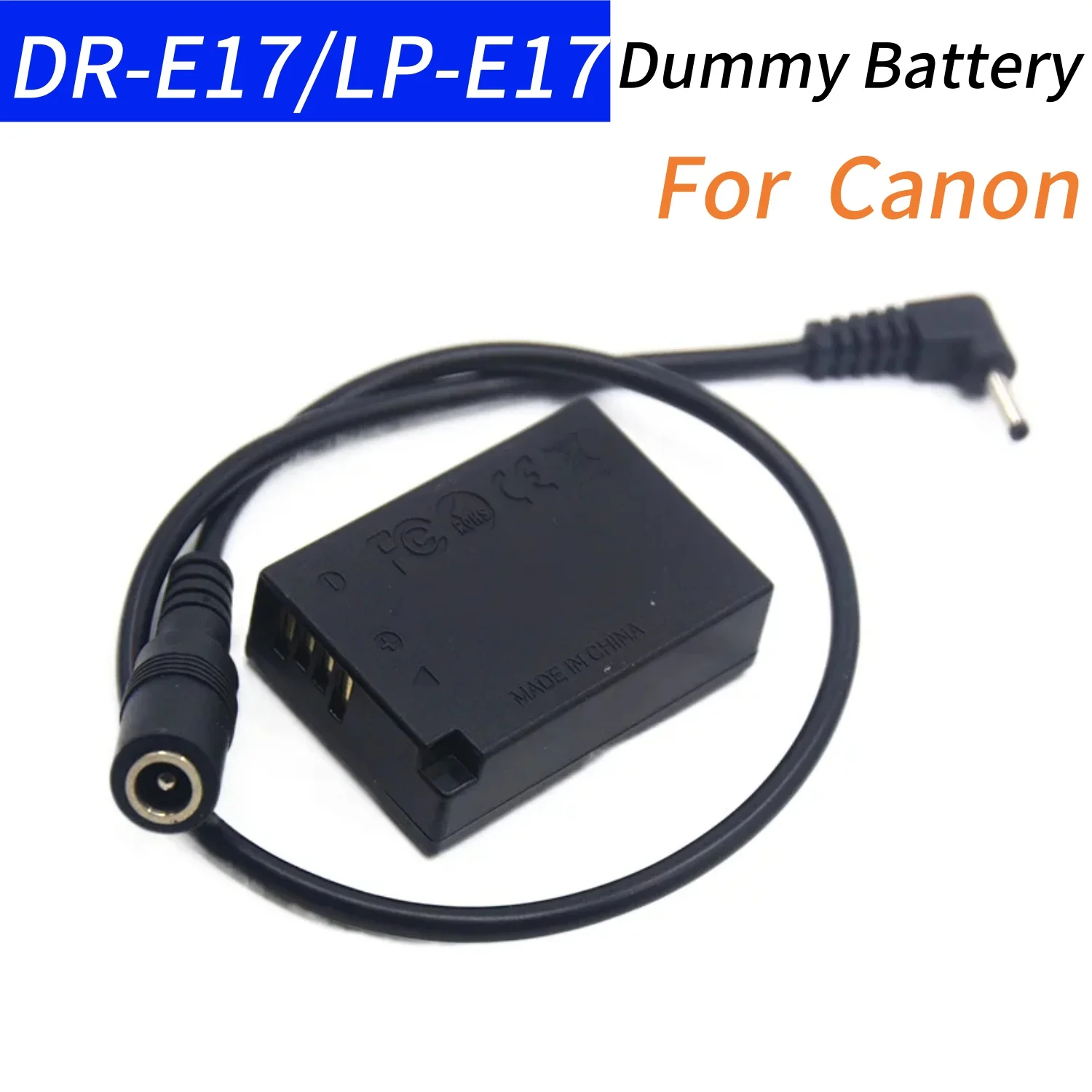 

DC Cable 5.5MM X 2.1MM Female to 3.0MM X 1.1MM Male+DR-E17 DC Coupler LP-E17 Dummy Battery for Canon EOS M3 M5 M6 EOS-M5