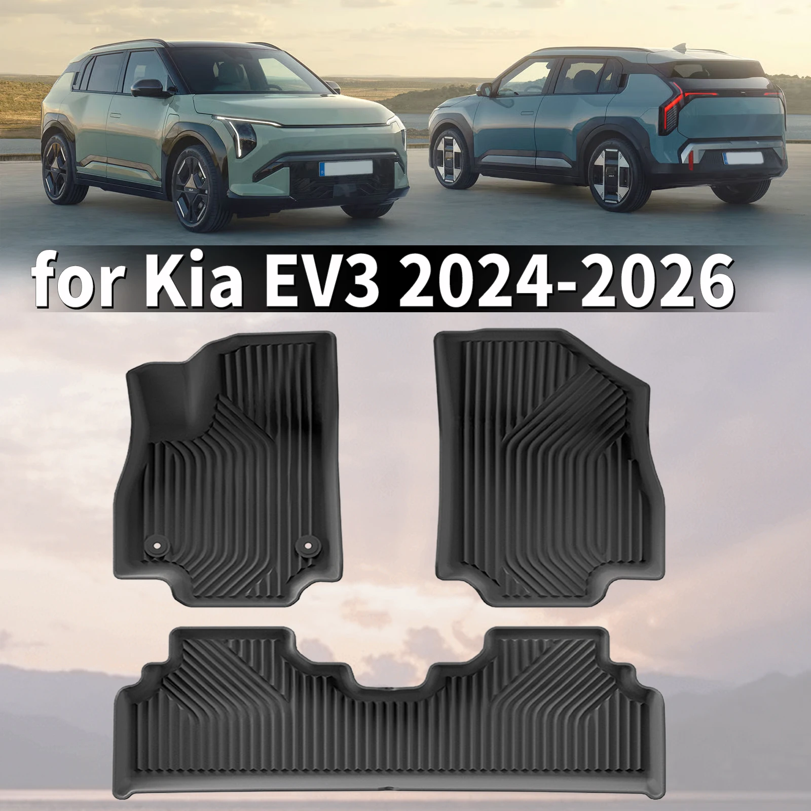 for Kia EV3 2024 2025 2026 GT High Elasticity TPE Car floor Mats pad Wear-Resistant Easy Maintenance Accessories