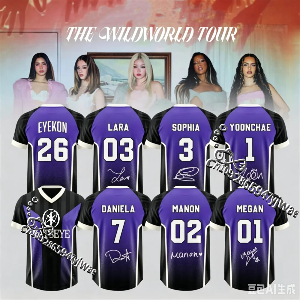 KATSEYE THE WILDWORD TOUR Football Jersey Special Edition Fan T-shirt V-neck Fashion Street Wear Y2K Top Men WomenT-shirts