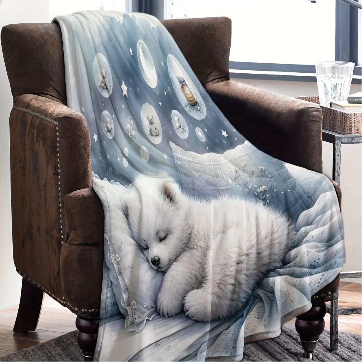 [Magic Throw Blanket] Cozy Polar Bear Print Throw Blanket - Multi-Use Magic, Soft, Warm & All-Season Comfort for Bedroom, Sofa,