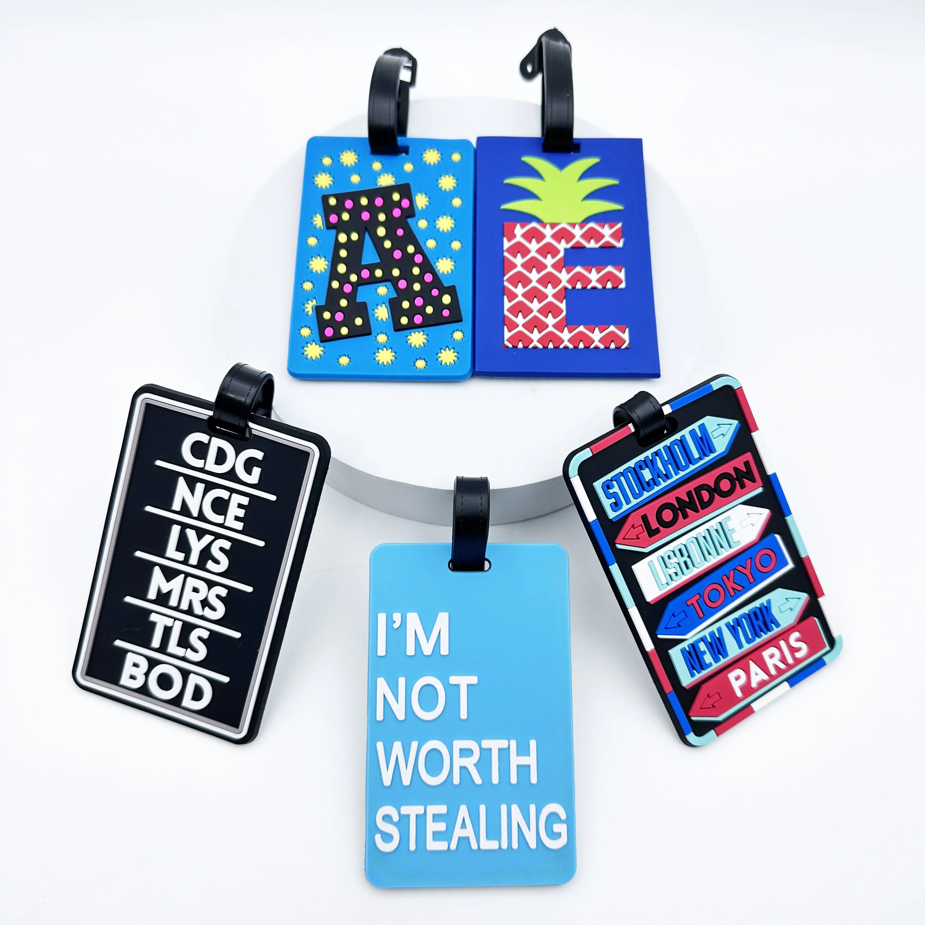 1PCS Cute Luggage Tag Creative Letter Suitcase Silicon Portable Travel  Addres Holder Bag Tags for Luggage Travel essentials