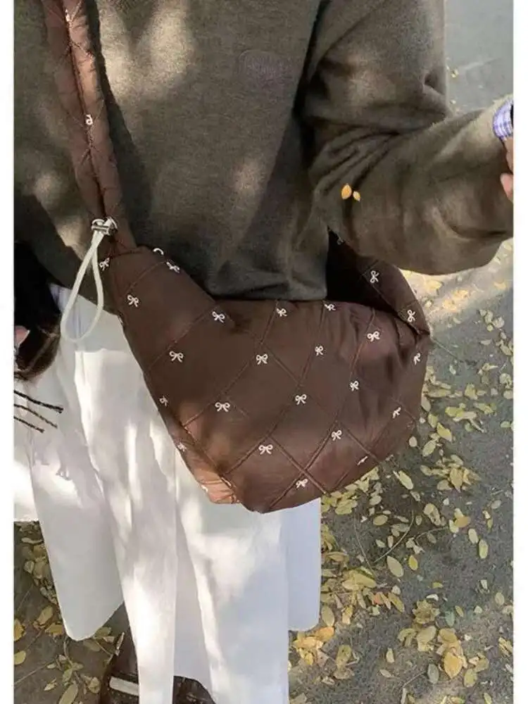 Inverno macio arco doce axilas sacos bolsas femininas casual bolsa de ombro y2k estética todos os jogos anime