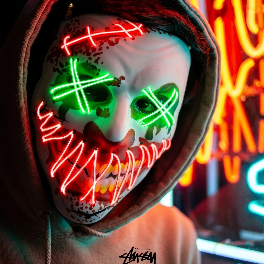 LED Neon Masker Lichtgevend En - Men Accessories For Suit recensie en prijs