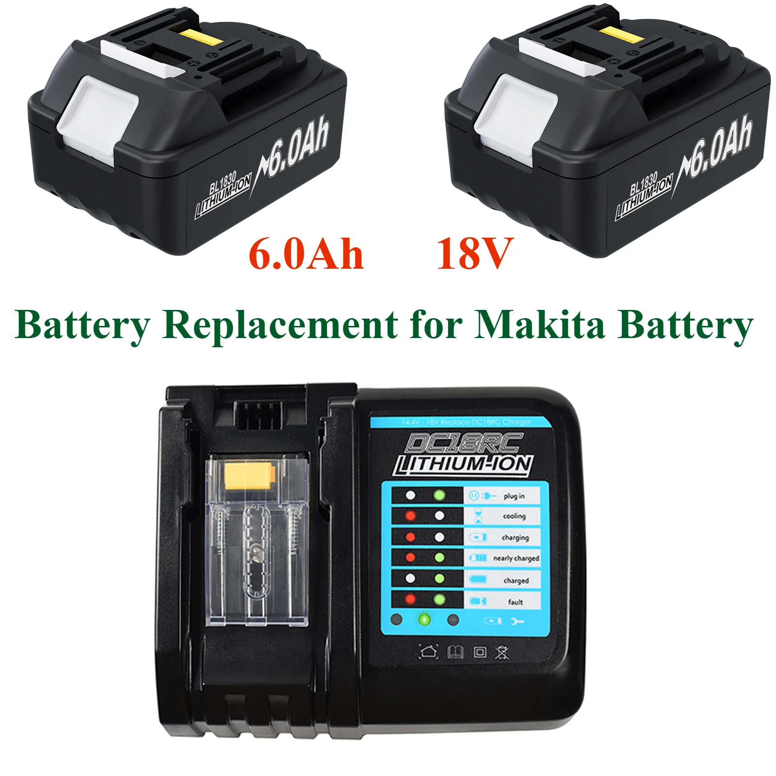 

Battery Replacement for Makita 18V Cordless Power Tools Lithium-ion 6.0Ah 18V Replacement