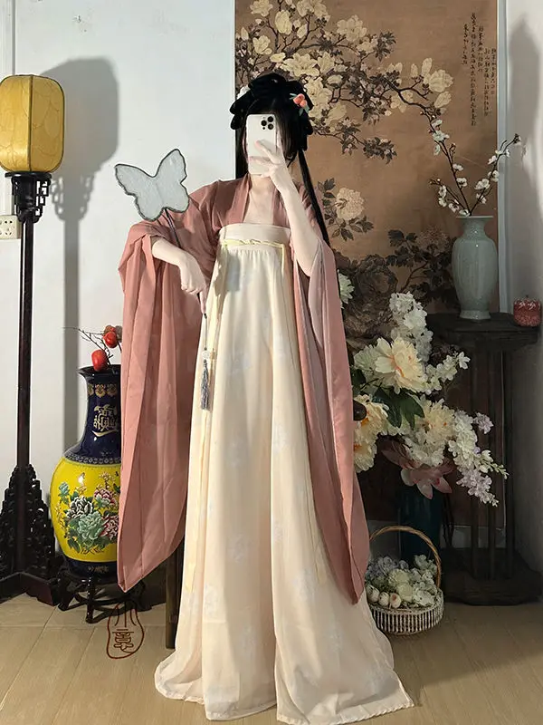 

Original Hanfu Women's Clothing Tang Dynasty Pleated Skirt Improved Woman Chinese Traditional Costume