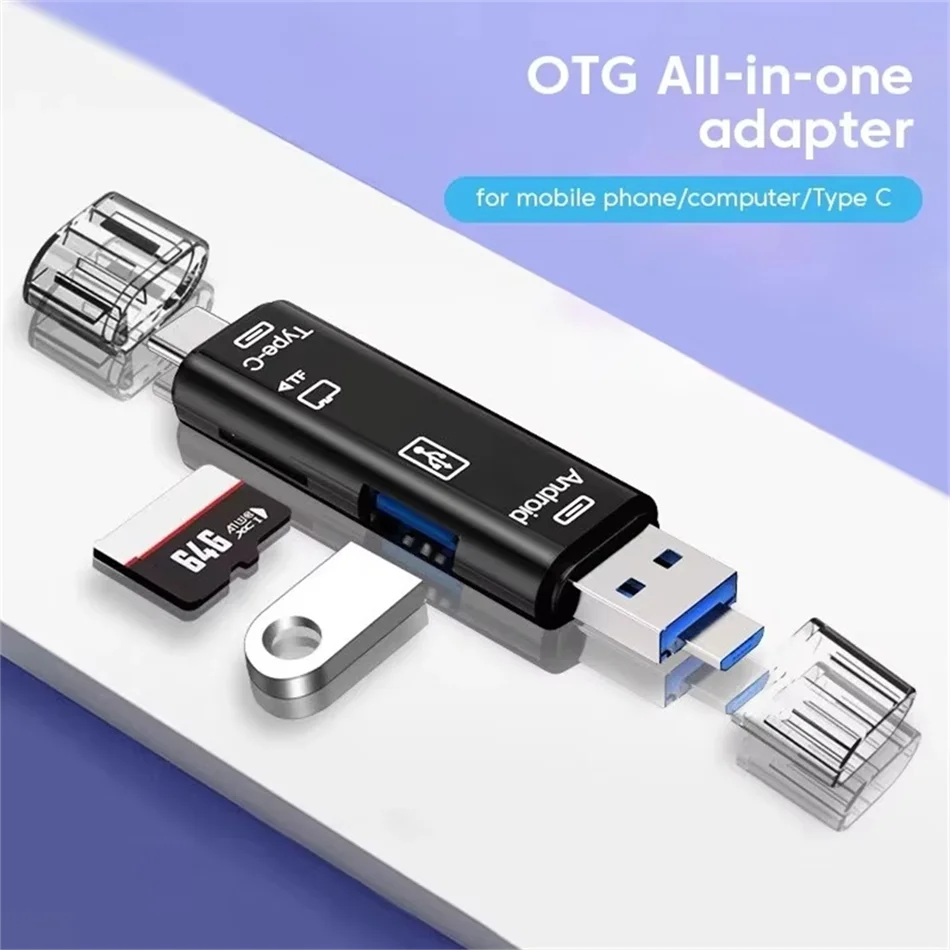 

New 5 in 1 Multifunction USB 2.0 Type C USB Micro USB SD TF Memory Card Reader for Android Computer Dock OTG Type C Adapter