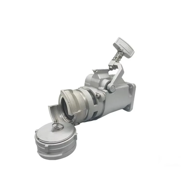 Fuel tank truck adapter valve loading and bottom emergency shut-off valve