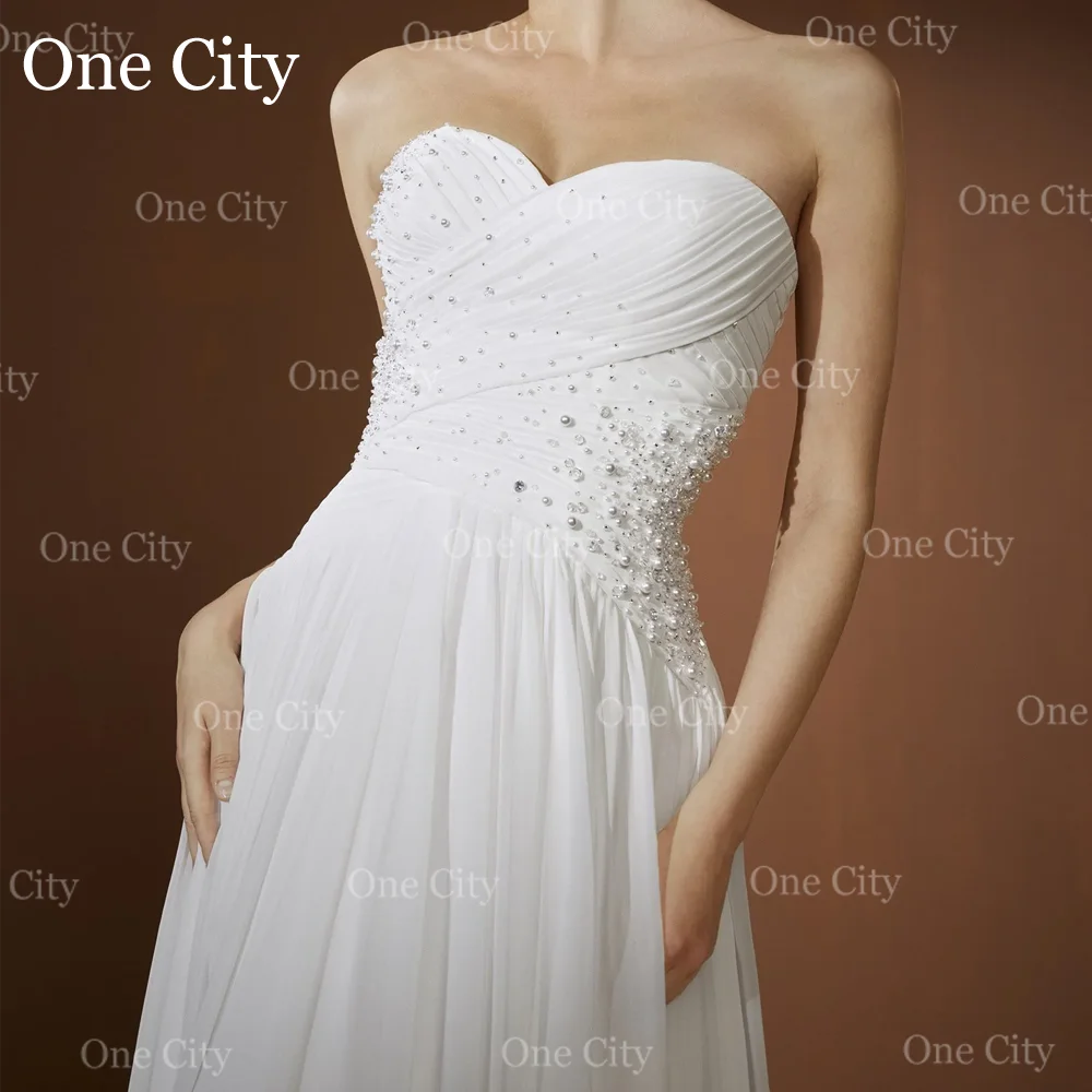 Novo branco frisado sem alças chiffon vestido de casamento com capa destacável a linha vestido de noiva sem mangas sem costas vestidos de noviaNovo Branco Beaded Strapless Chiffon vestido de noiva com Cape desmontável