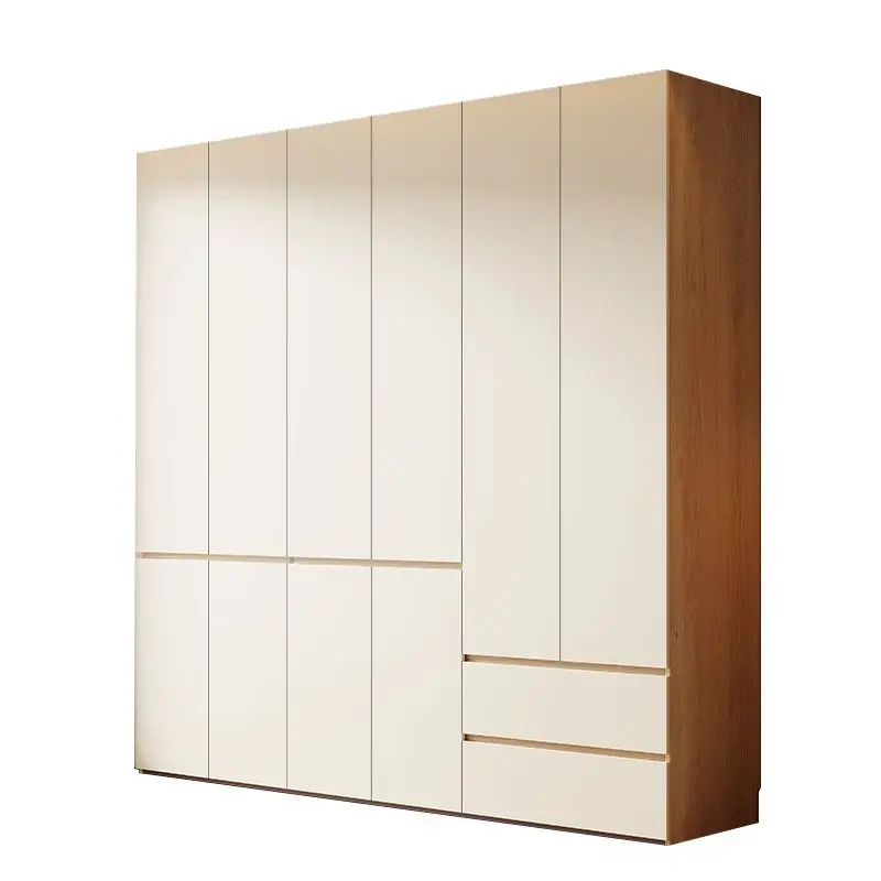 Guangdong Foshan all solid wood wardrobe oak home bedroom Japanese pure log milk white