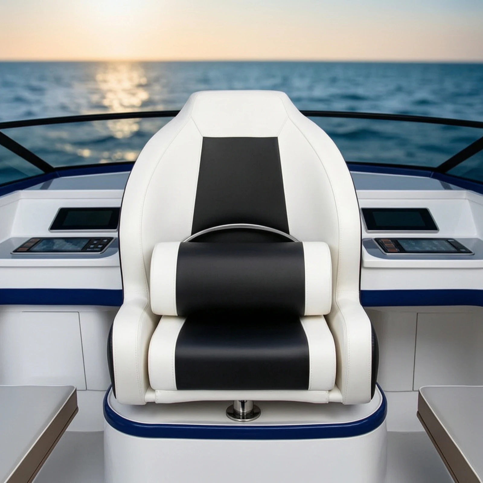 Boat Bucket Seat with Armrest Padded Helmsperson Boat Seat with Armrest Chair Supportive Ergonomic for Captains, Cockpit, Cabin - view 5