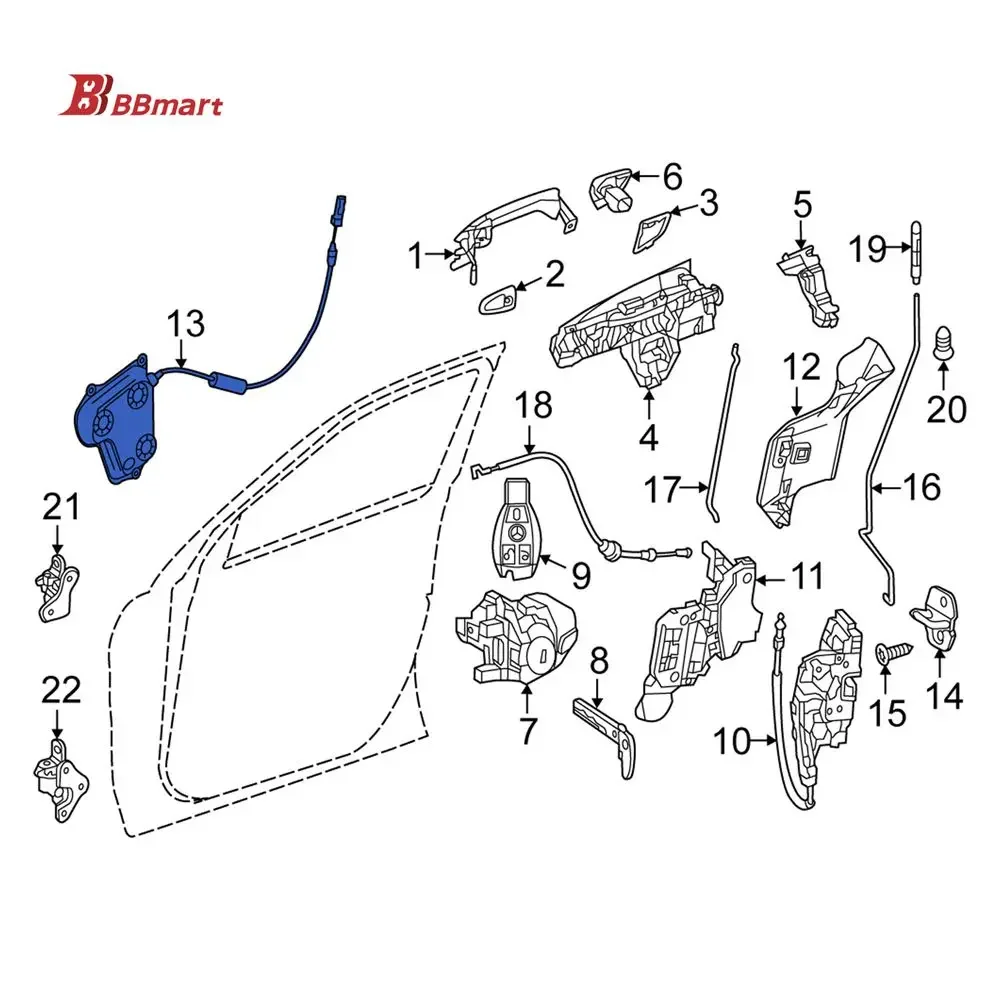 BBmart 자동차 예비 자동차 부품, 51 21 8 402 537, 전면 왼쪽 문짝 래치 잠금 어셈블리 51218402537, BMW X5 용