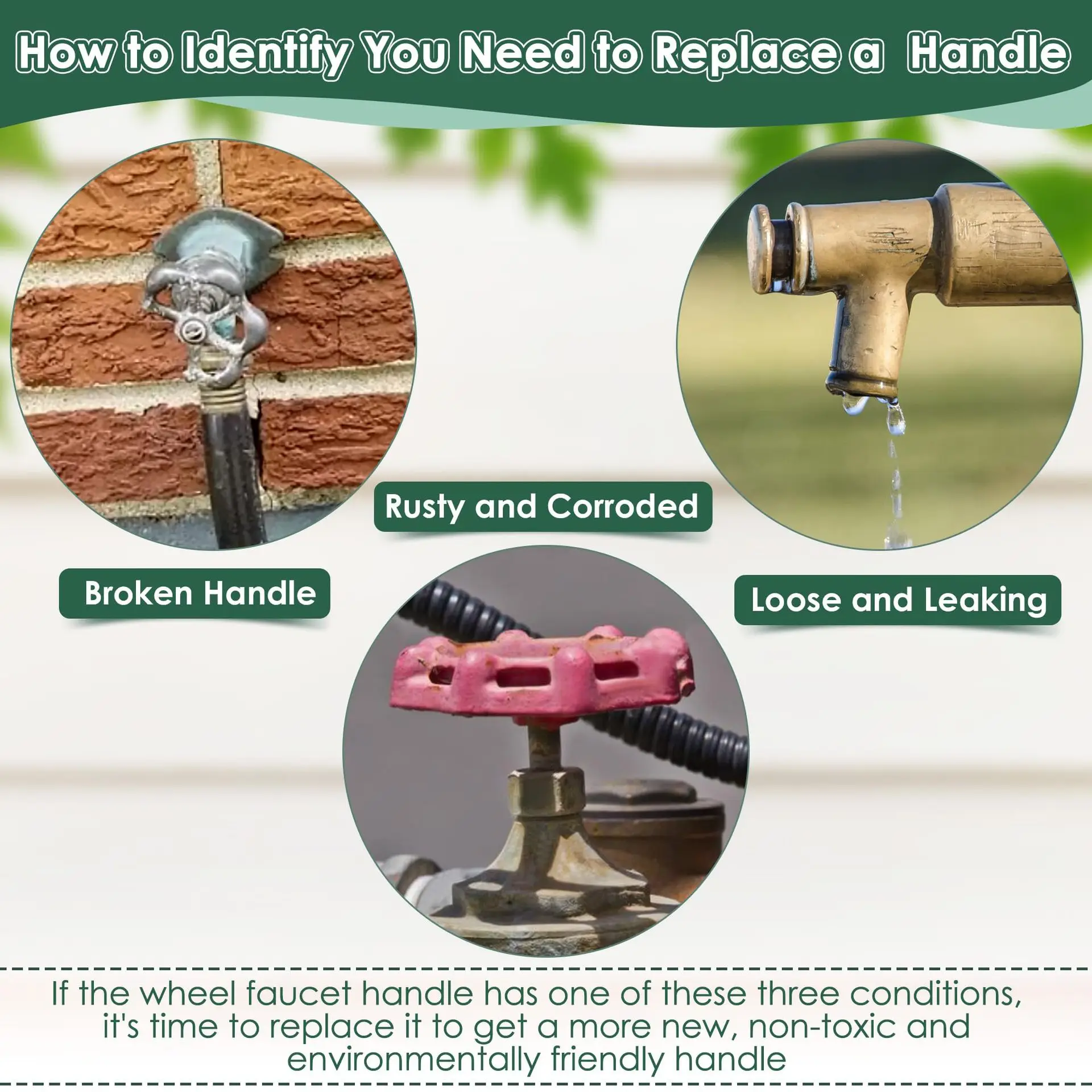 Replacement Circular Faucet Handle For Outdoor Garden Tap Valve Zinc Alloy Repair Parts Durable Replacement Handwheel