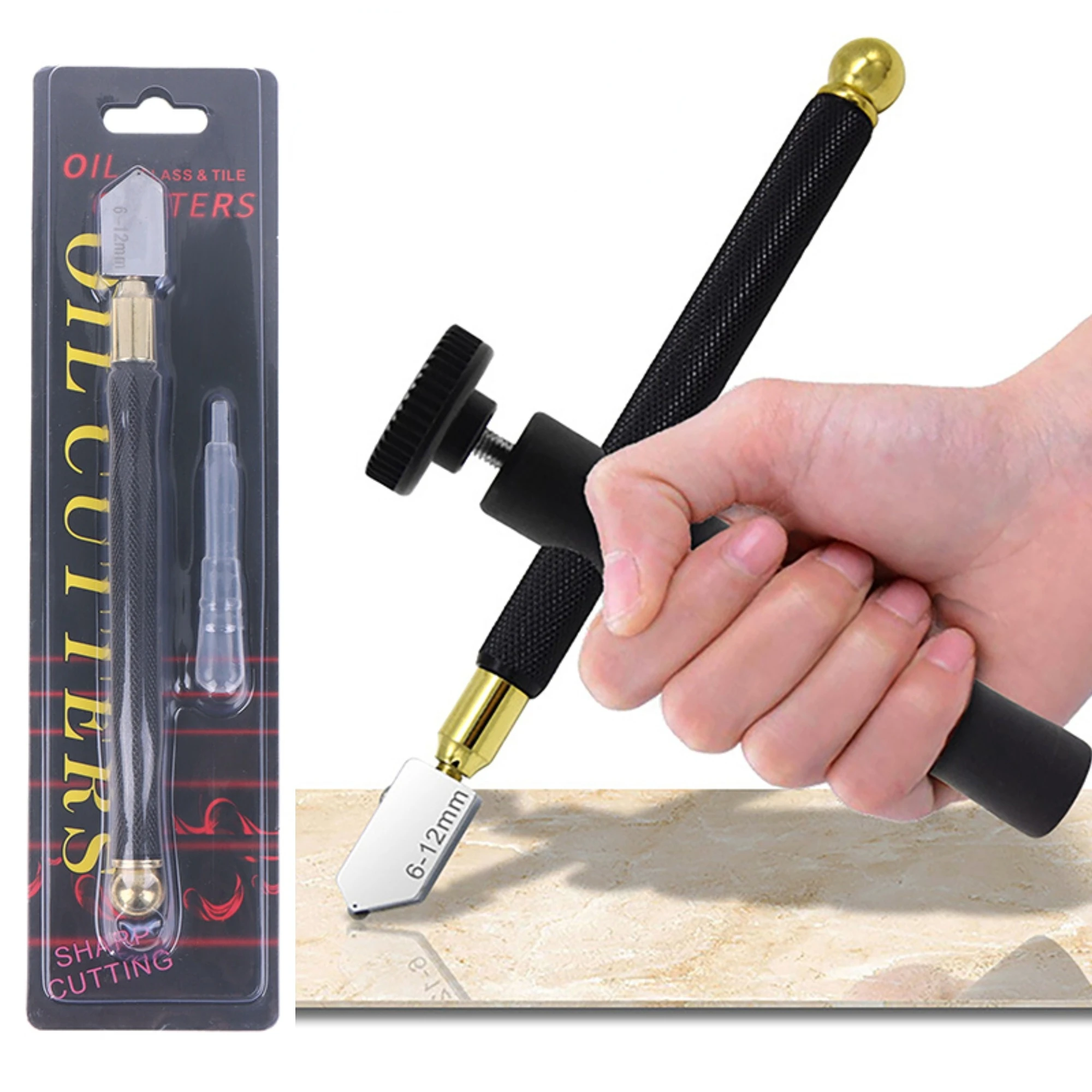 

Practical 17CM Thickened Oil Feed Carbide Tip Glass Cutter Cutting Tools Tc-17 Glass Oil Cutter For Glass/Tile Cutting Tool