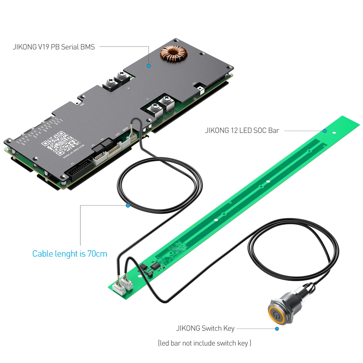 JIKONG 12 LED SOC Bar Support All JIKONG Smart BMS 300mm Light Bar SOC 10% to 100%