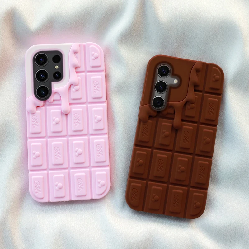 3D Chocolate Ice Cream Mouse Phone Case For Samsung Galaxy A13 A14 A15 A16 A31 A32 A34 A51 A52 A53 A