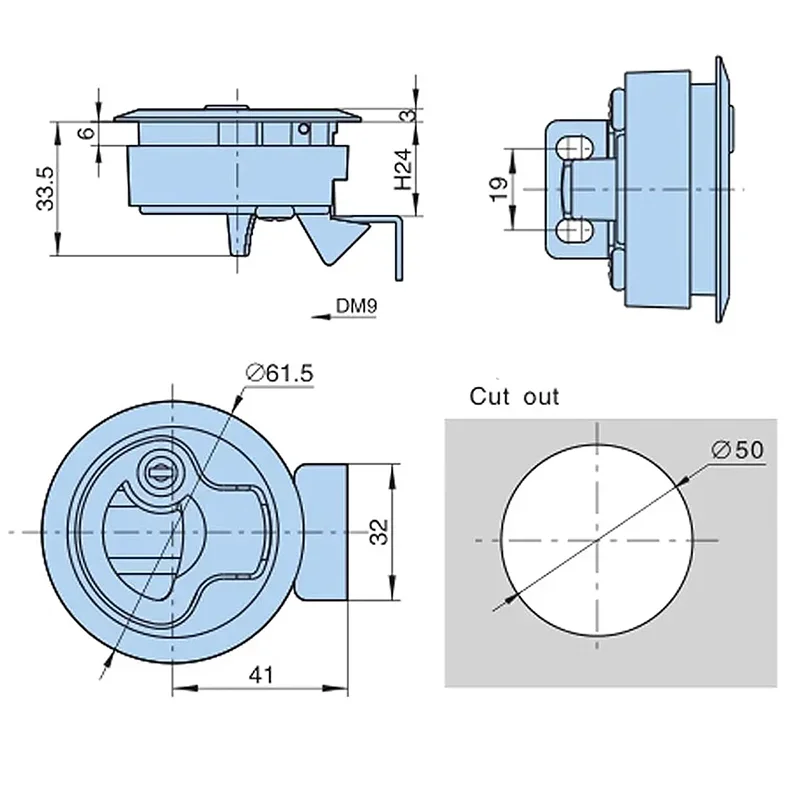 Cubierta de escotilla de montaje empotrado para barco, cerradura de manija de elevación de puerta de gabinete para RV, yate, cubierta marina, armario de bloqueo, accesorios para yate, 1 ud.