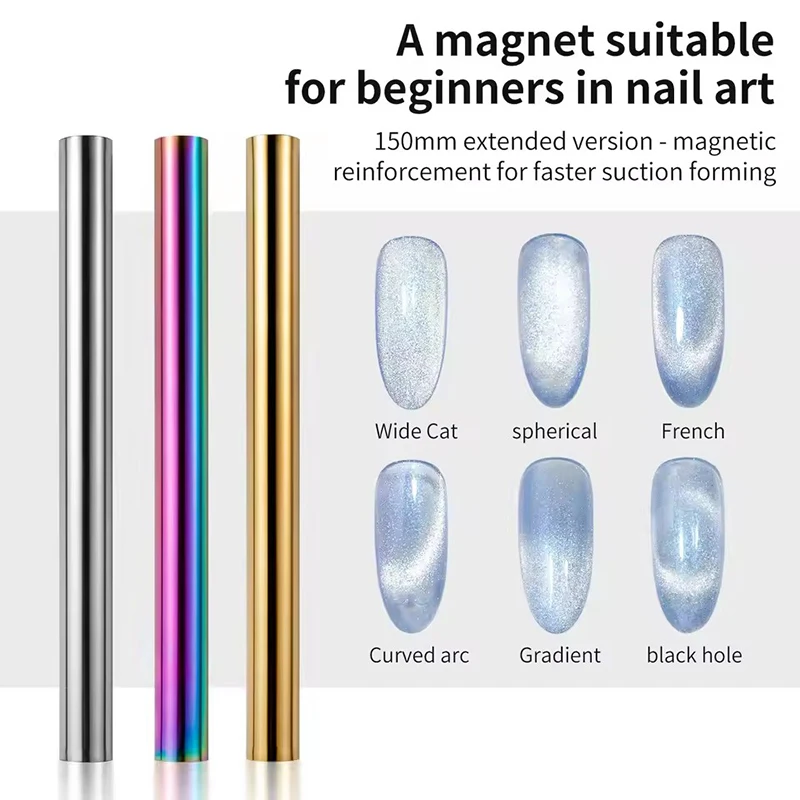Novo super longo cabeça dupla ferramenta magnética caneta para olho de gato uv gel polonês snowlight glitter efeito ferramentas manicure design diy uso