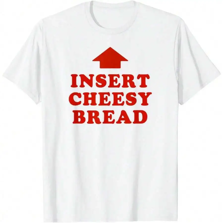 Unisex Crew Neck T Shirt Insert Cheesy Bread Red Letter Arrow Graphic Print 100% Pure Cotton Short Sleeve Casual 1 Piece Trendy Top