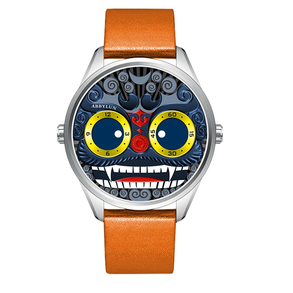 Joker Watch Men Fashion Quartz Wristwatches Chinese Lion Dance Watches Personality Street Culture Design Clocks 42mm ABBYLUN