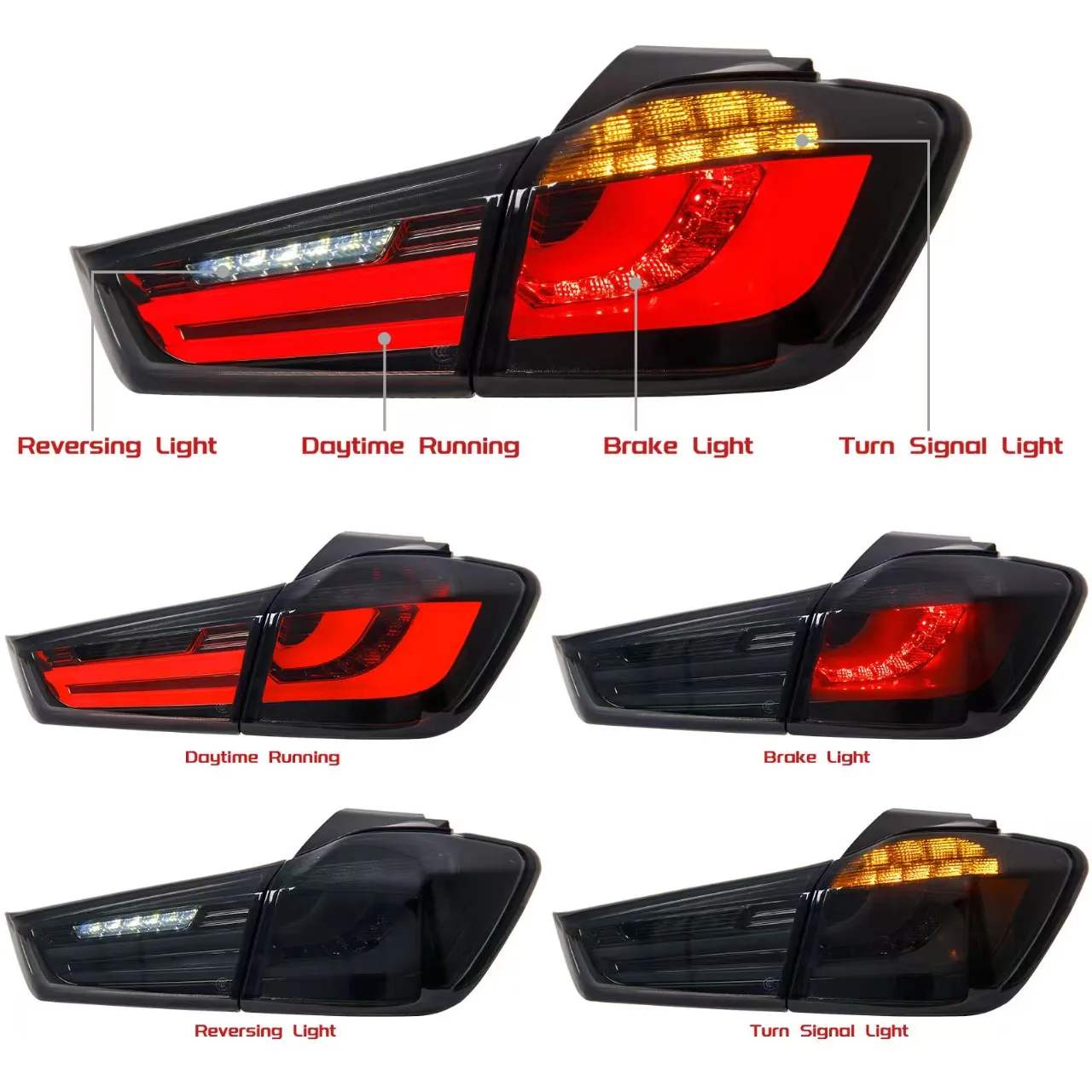 LED Tail Lights For Mitsubishi Outlander Sport ASX RVR 2011-2019 with Start Up Animation Full LED with Sequential Turn Signal