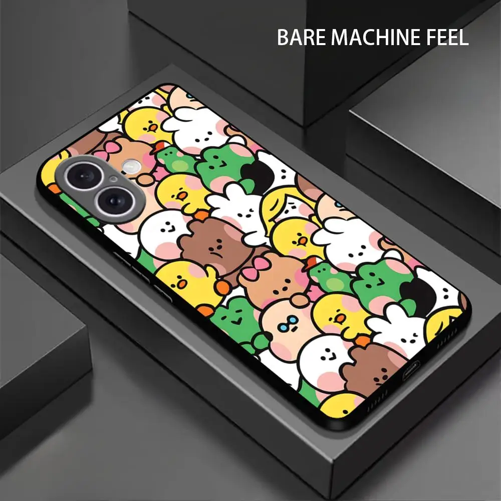 Trend Cartoon L-line FriendES Phone Case For iPhone 16 15 14 13 12 11 X XR XS 8 Plus Mini Pro Max Soft black Shockproof Cover