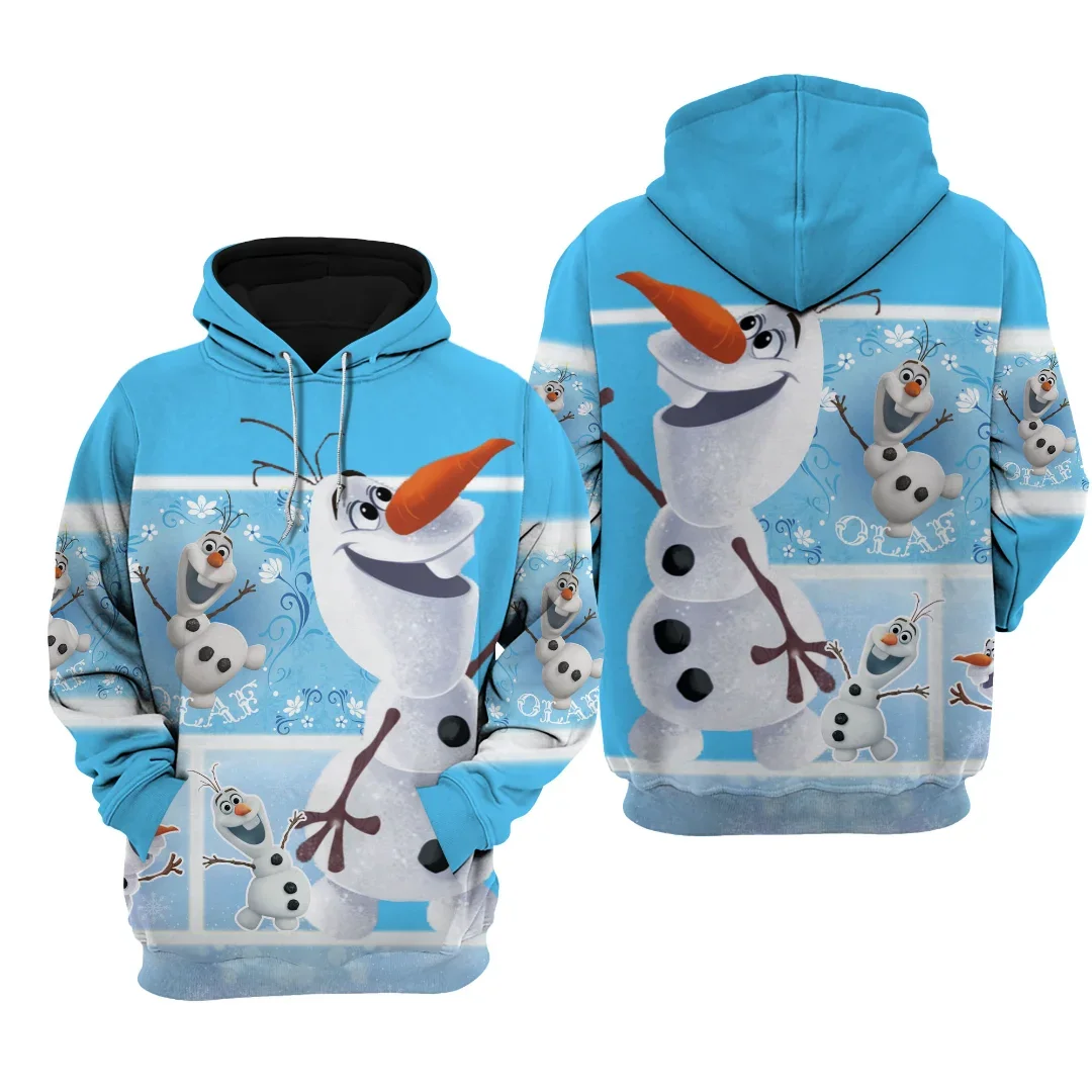 Disney Frozen Olaf felpa con cappuccio stampata in 3D felpa Casual da donna da uomo felpa con cappuccio con cerniera Disney Harajuku Streetwear felpa con cappuccio per bambini