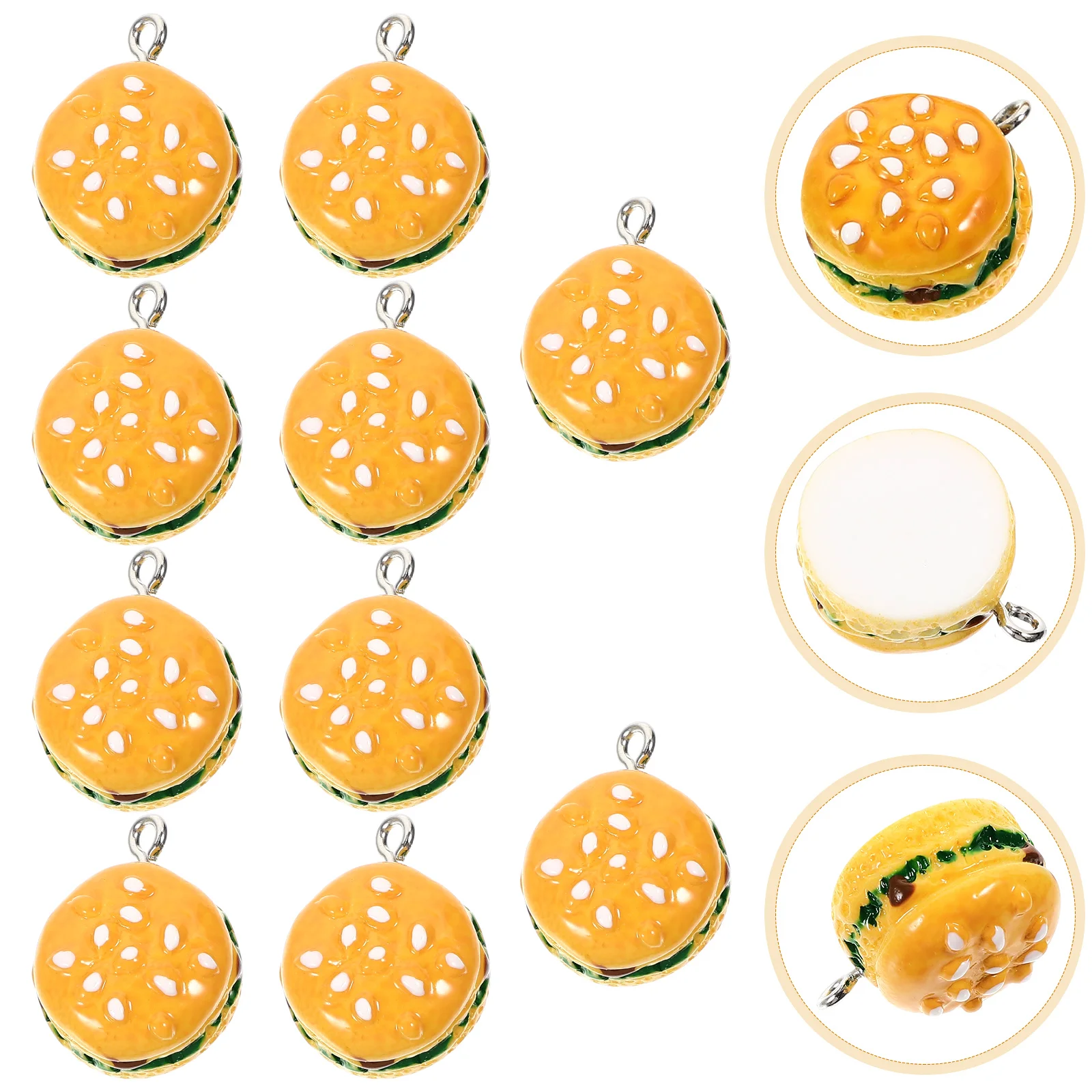 10 Pcs Hamburger Pendant Burgers Crafts Charm DIY Material Mini Jewelry Making Charms Cute Resin Student for