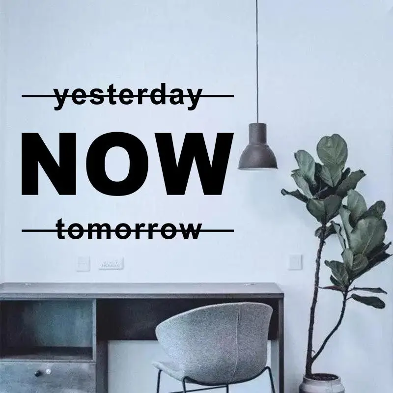 Nordic Style English Wall Sticker NOW Inspirational Motto Self-discipline Text Waterproof Sticker Decoration Bedroom Wallpaper