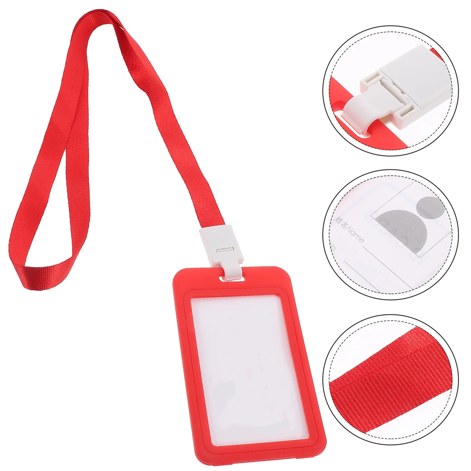 

1 Set Simple Badge Holder Id Card Holder Lanyard Plastic Name Tag Sleeve For Work School Office Portable Multifunction
