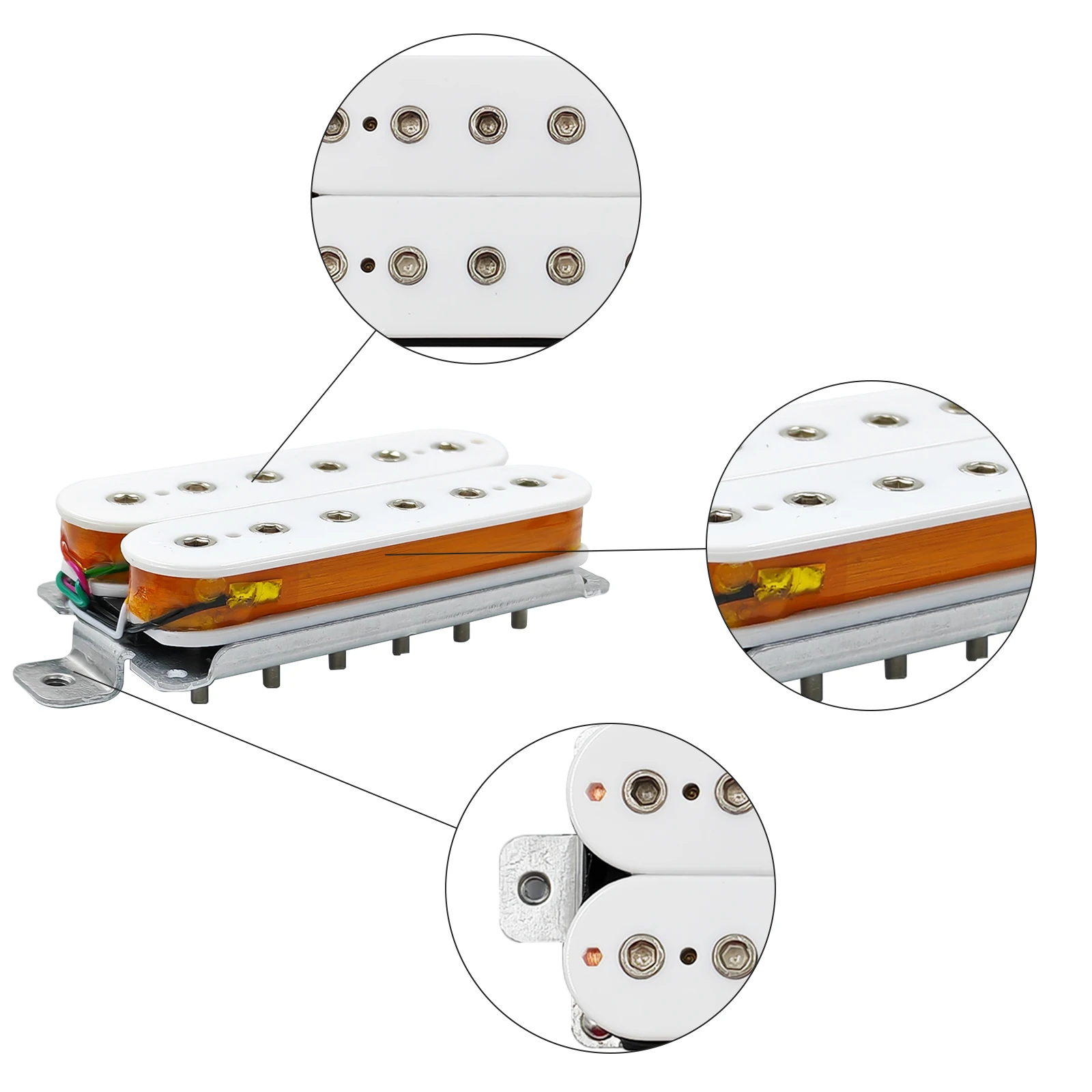 مجموعة التقاطات الجيتار الكهربائي من فريلام هامبوكر أقطاب سداسية قابلة للتعديل غير مغطاة لجسر الرقبة والمعدن الثقيل #4