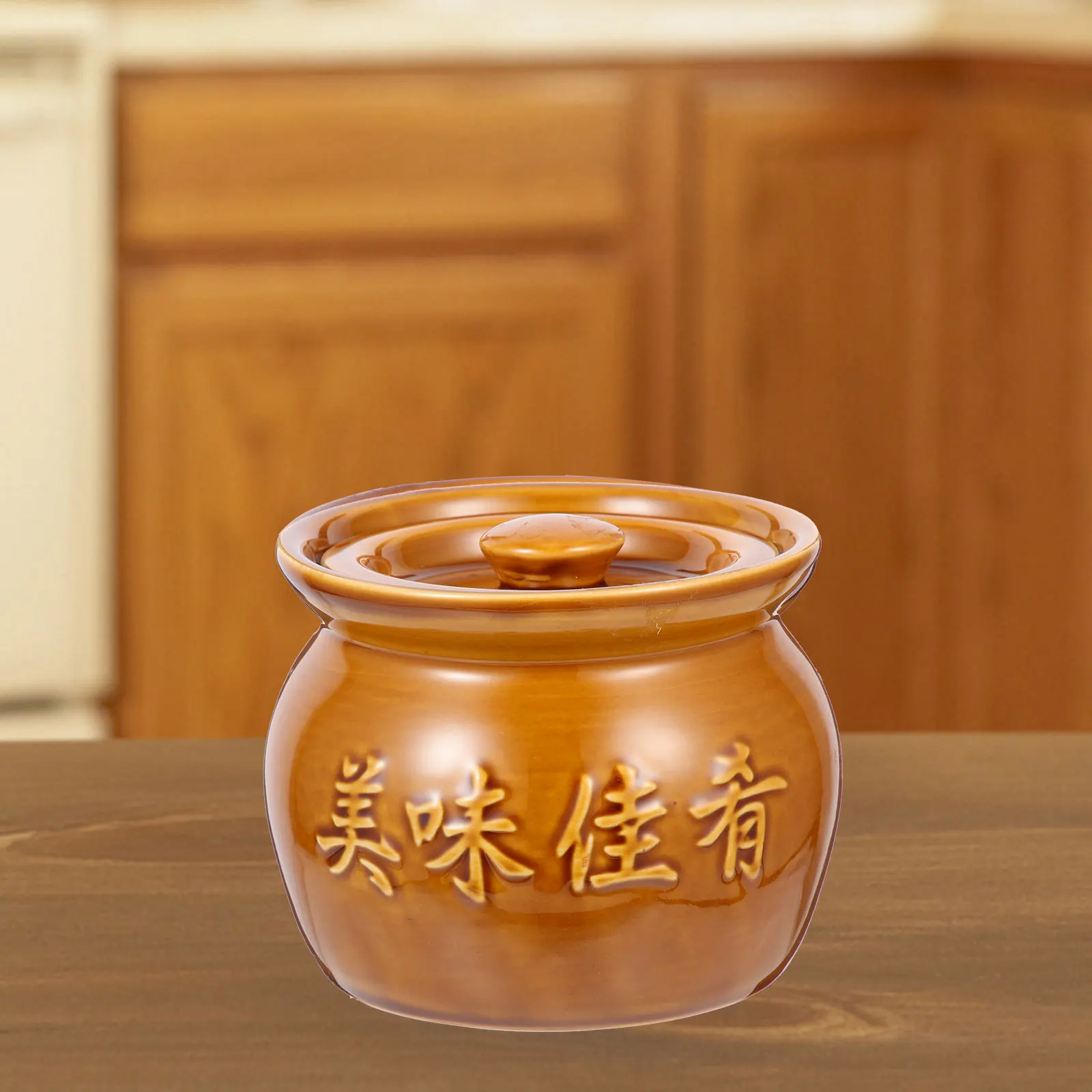 

Ceramic Stew Pot Soup Bowl with Handle Lid Serving Bowls Large Ceramics Chinese Mini Crock for Household Pot Soup Kitchen