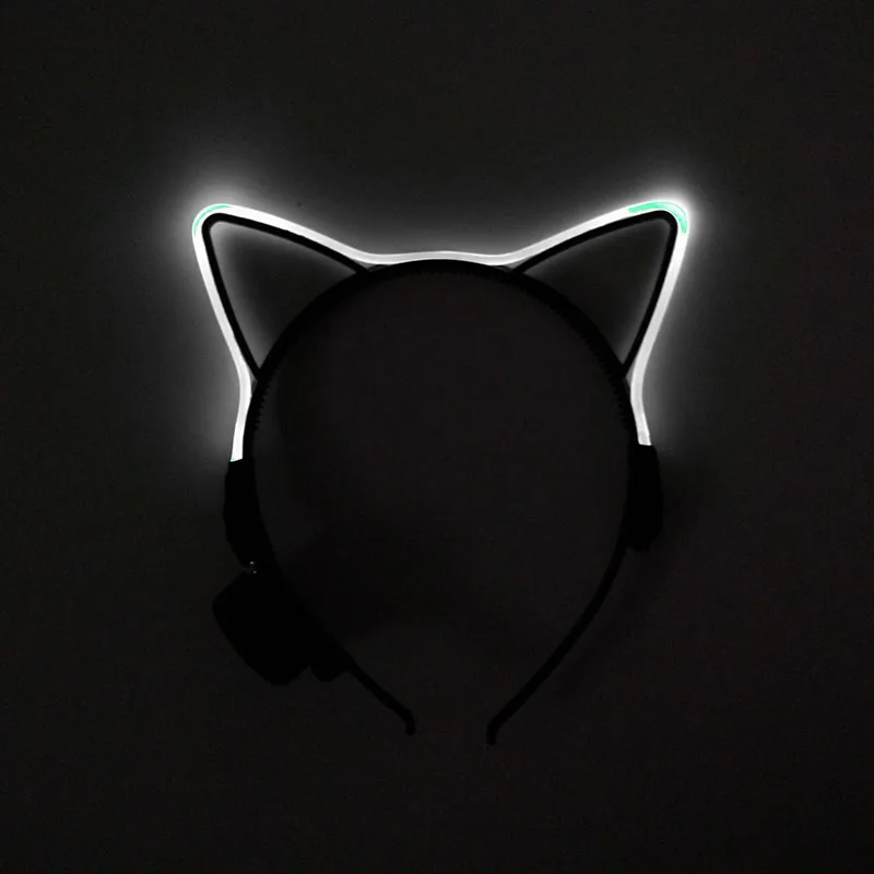 사랑스러운 빛나는 헤어 밴드 LED 고양이 귀 머리띠 여자 여자 깜박이 헤어 밴드 코스프레 Catwoman 의상 헤어 액세서리