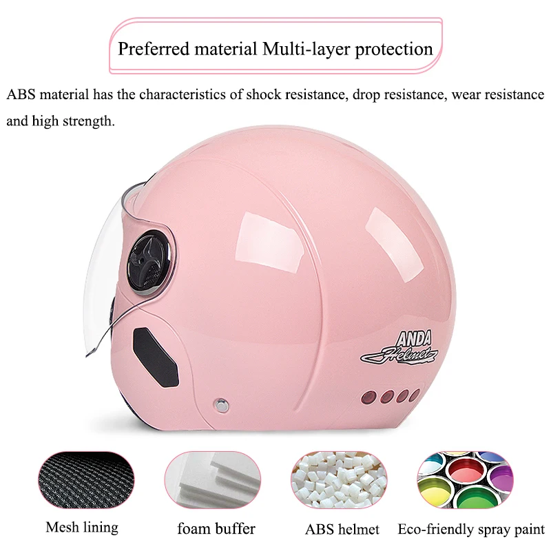 AD Motorcycle/Battery Car Helmet Men\'s And Women\'s Single Lens Visors Cute Half-helmet Summer Seasons Lightweight Safety Helmet