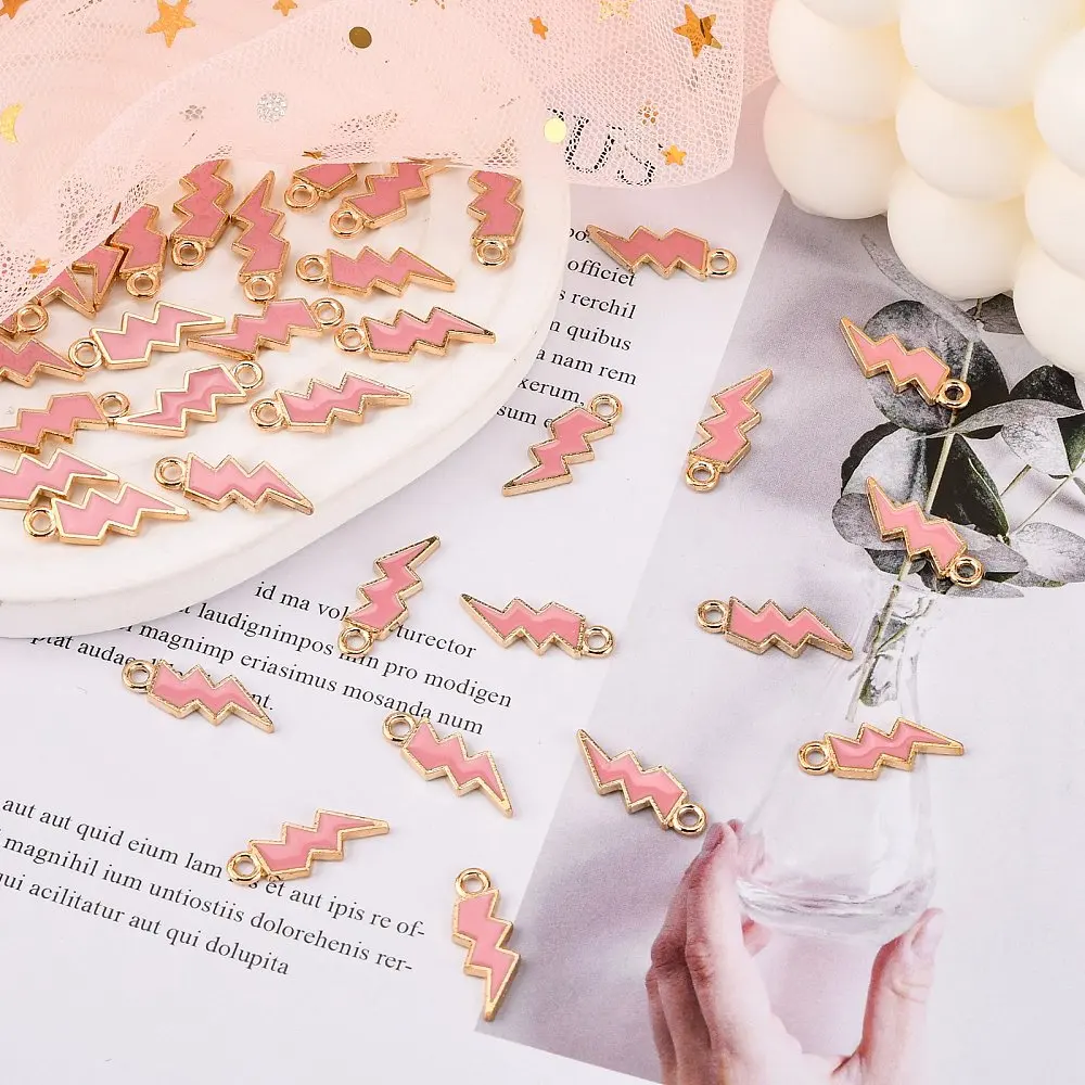 PandaHall 100 Stück Emaille-Blitzanhänger Bunte Blitzform-Charms Himmlische Donner-Charms für Schmuckherstellung – Detail 37
