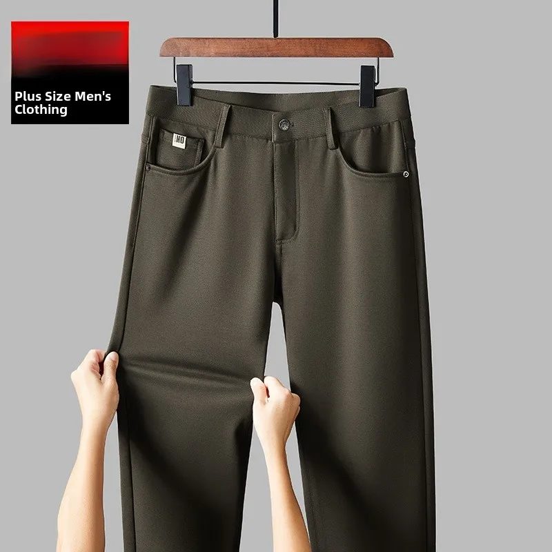 

Мужские брюки из модала высокой эластичности, пятого поколения, облегающие, повседневные, осенне-зимние, больших размеров, свободного кроя