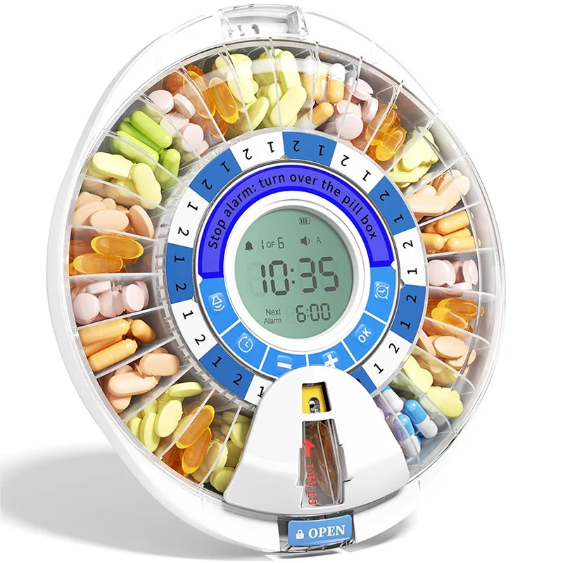 

Intelligent electronic medicine box sub-packing box, convenient multi-function timing alarm clock, elderly medicine