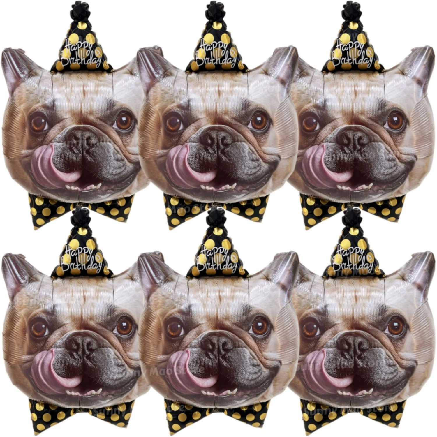 1/6Pcs Dog Birthday Balloons Cute Animal Cat Puppy Head Foil Balloon With Party Hat Baby Shower Pet Party Decorations view 5