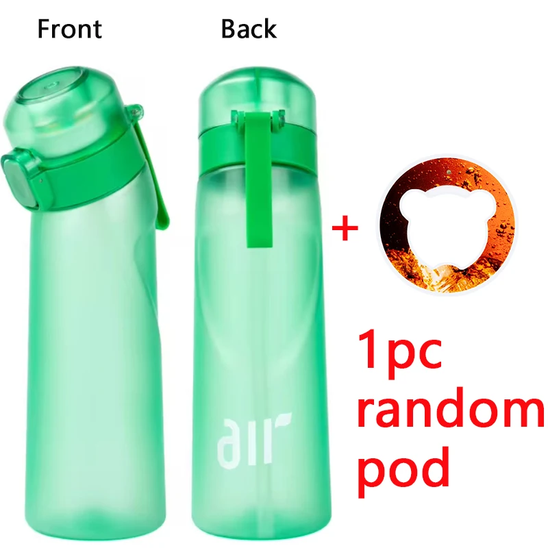 1 st Lucht Waterfles Met 1 st Willekeurige Smaak Pod Sport Mode Stro Plastic Beker Lekvrij voor Outdoor Sport Fitness