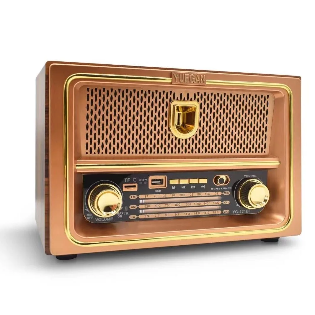 Retro nostalgic wooden Bluetooth speaker plug-in card multi-band high-quality antique radio