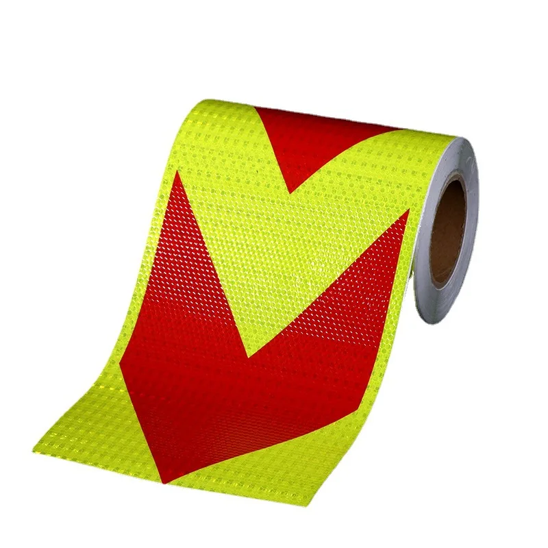 20cm*10M PVC Arrow Reflective Warning Tapes Adhesive Waterproof Fluorescent Yellow Red Stickers For Car Truck Motorbicycle Trail