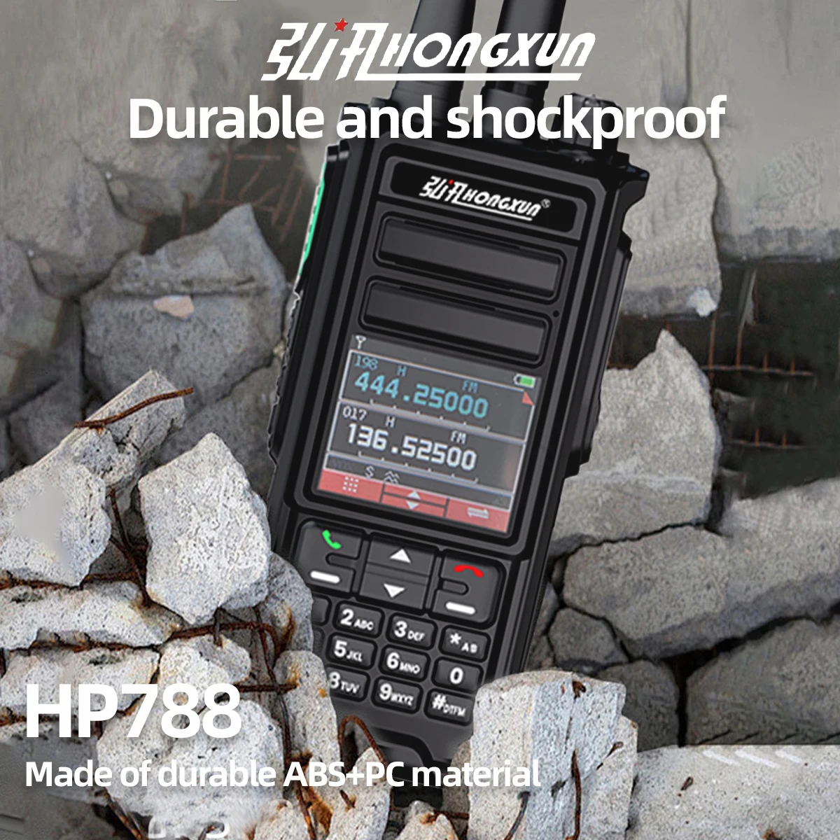Hongxun Walkie-talkie HP-788 Mobiele radio 10W Uitgangsvermogen Afstandsbediening Handheld Walkie-talkie Digitaal IP Outdoor Jachtproject