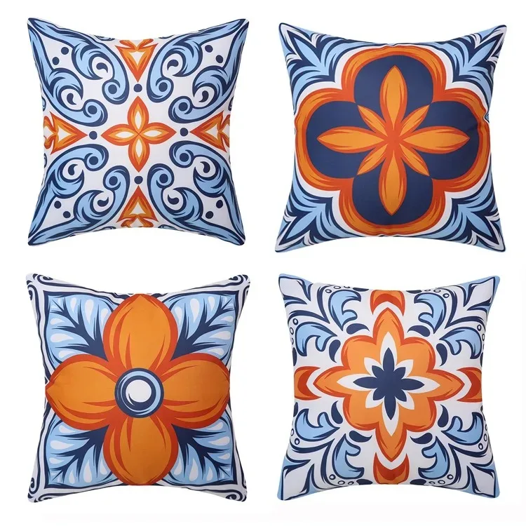 Retro Orange Blue Decorative Pillowcase Car Ornaments Office Living Room Sofa Home Pillowcase