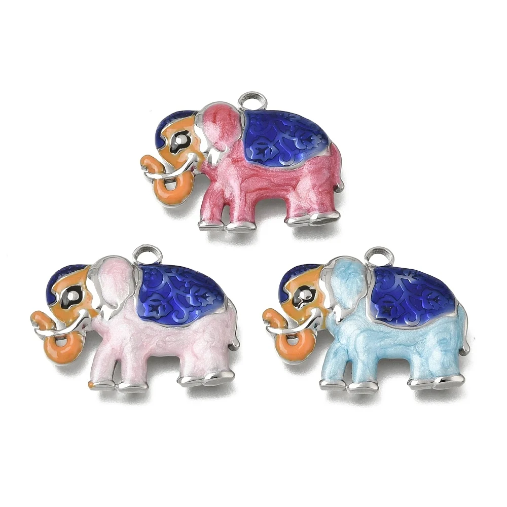 

10pcs Stainless Steel Enamel Elephant Charms Mixed Color Animal Charm Decor for Jewelry Earrings Necklace Making Supplies