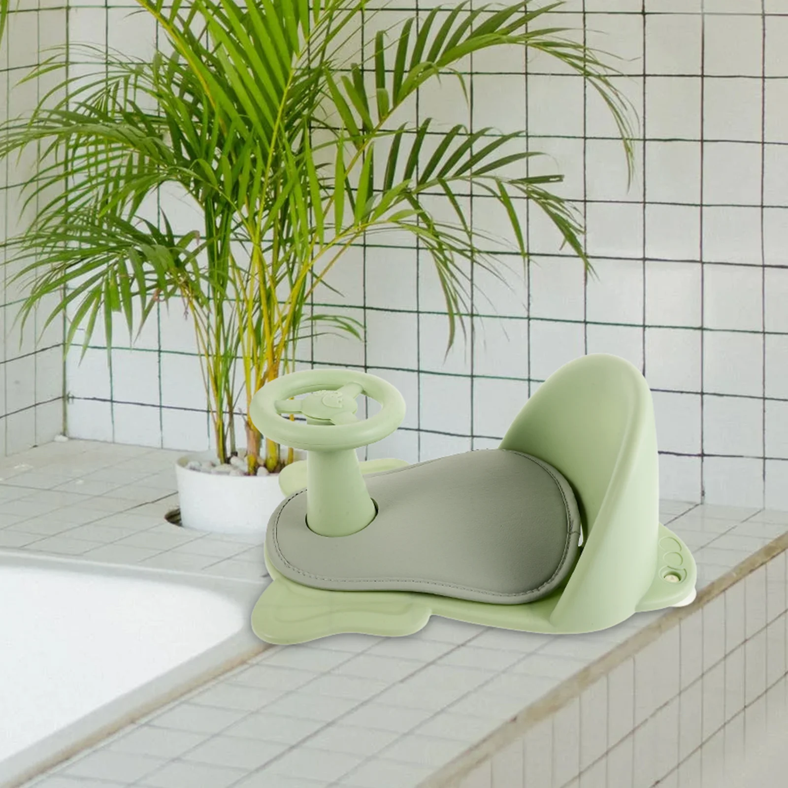 مقعد استحمام للأطفال متعدد الوظائف بتصميم غير قابل للانزلاق كرسي حوض استحمام مريح لحديثي الولادة والأطفال الصغار كوب شفط ثابت سهل التخزين #4