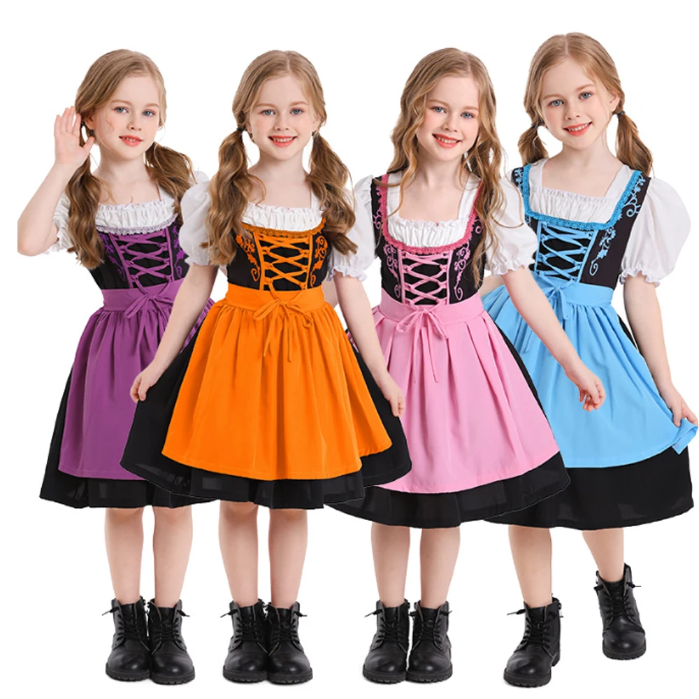 

Kids German Dirndl Dress Beer Festival Maid Dress Oktoberfest Girls Costume Cosplay Costume Party Dress