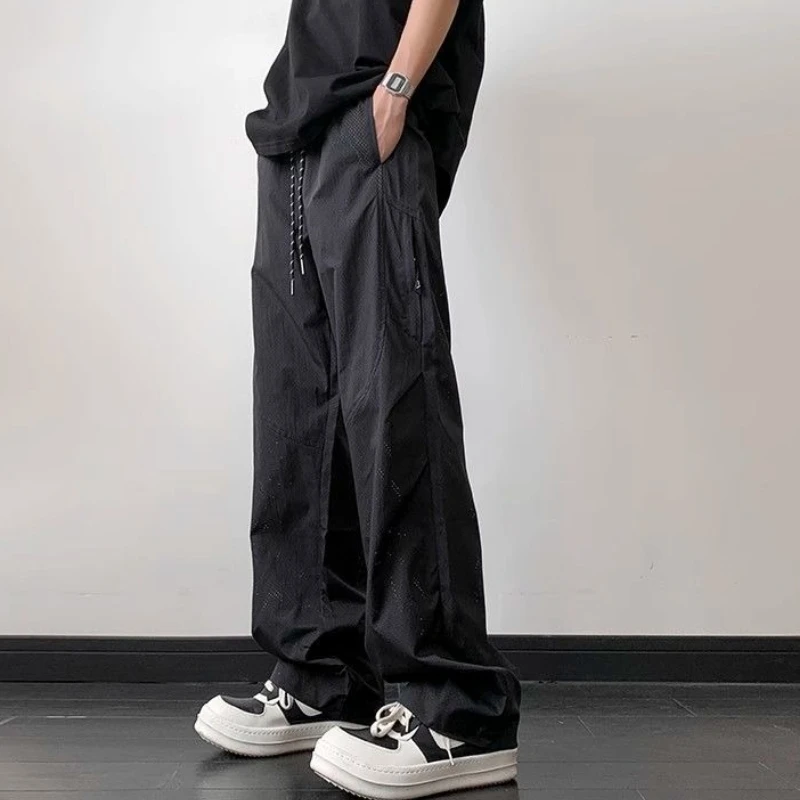 Sommer Mesh Atmungsaktive Lose Hosen Mann Straße Luxus Hosen Harajuku Y2k Vintage Mode Lässig Gerade Cargo Hosen für Männer