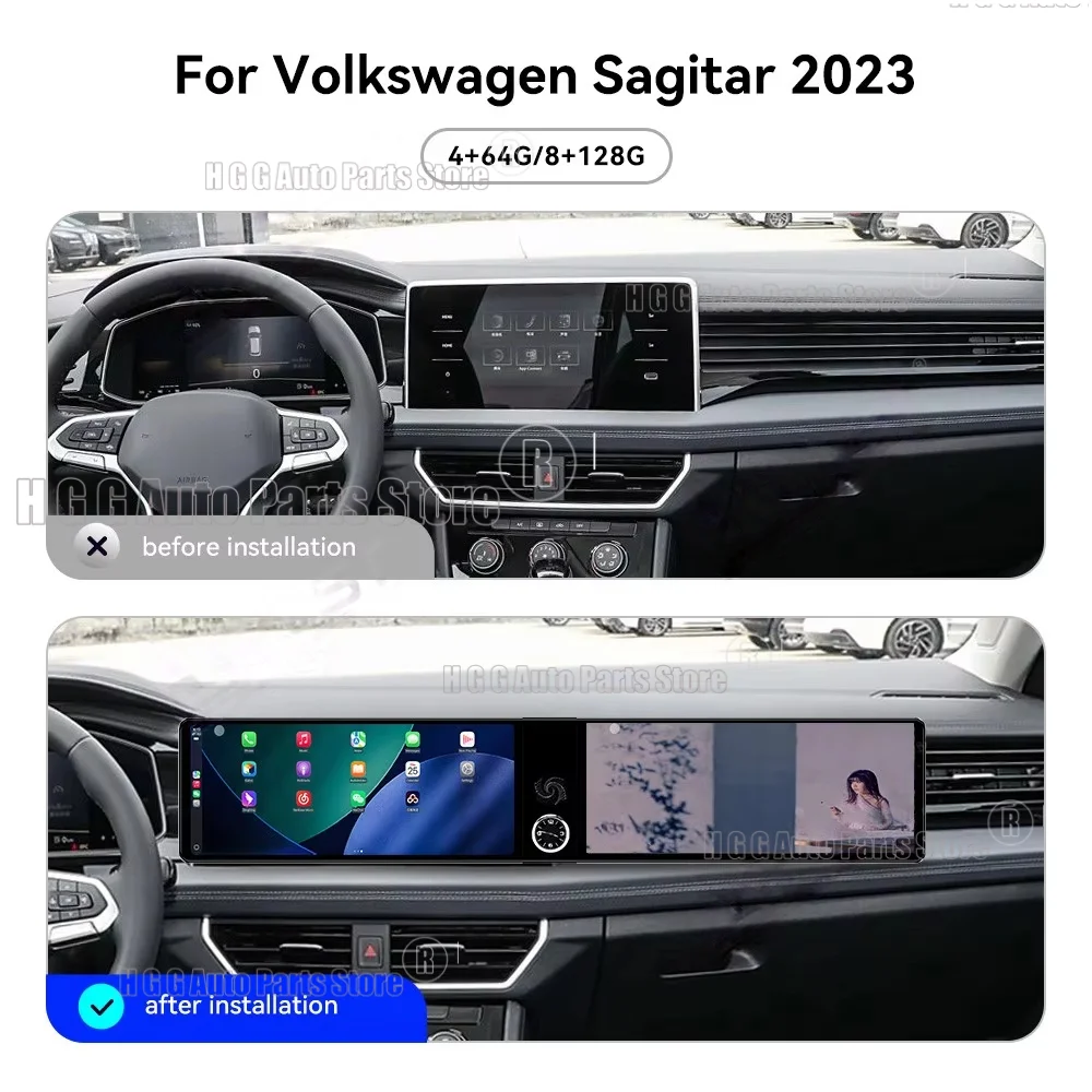 Dual-screen Interaction Android 13 For Volkswagen Sagitar 2019~2022 Car Radio Multimedia GPS Navigation Smart Screen Head Unit