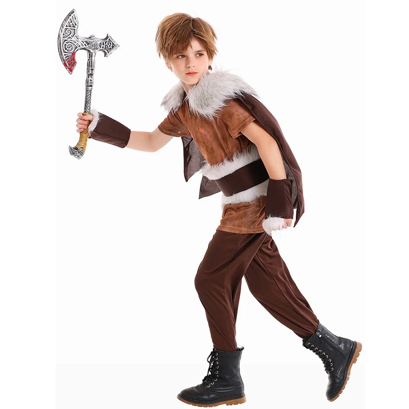 Kostum Anak Laki-laki Viking Pertarungan Gaun Mewah Halloween Barbar Viking Bajak Laut Anak-anak Keluaran Baru 2025