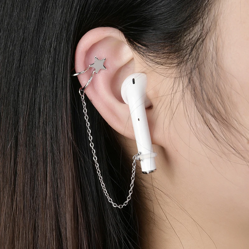 1 Pair Temperament Bluetooth Earphone Anti Loss Clip For Women's Earphone Protection Chain