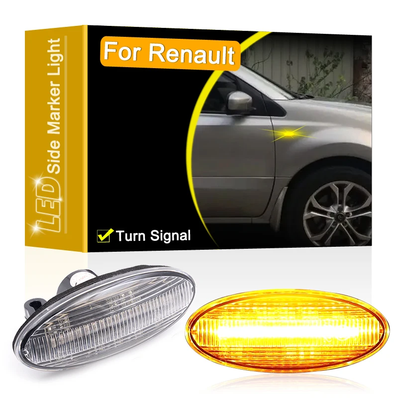 Conjunto de lámpara LED de señalización lateral, luz intermitente con lente transparente de 12V para Renault Koleos 2008 2009 2010 2011